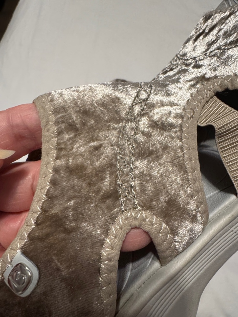 Bzees Velvet Brown Wedge Sandals - Picture 2 of 5